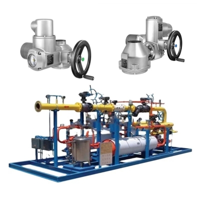 A válvula de comutação do skid está equipada com válvulas elétricas AUMA SA 07.2 - SA 16.2 e SA 25.1 Auma atuador linear
