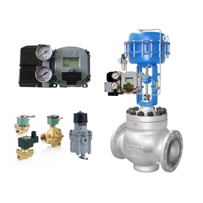 Válvula de controlo pneumática com posicionador Masoneilan SVI2-21113121 e válvula de regulação de pressão Fisher SR5