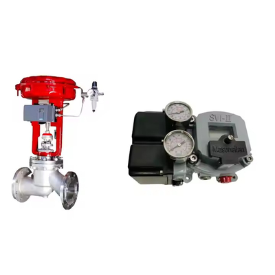 A famosa válvula de controlo pneumático da China Wuzhong com o posicionador Masoneilan Svi2 Ap-21113111 e a válvula solenoide ASCO