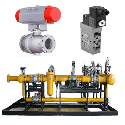 Deslizamento de comutação de válvula equipado com válvula Samson modelo 44-11 válvula solenoide modelo 3962, e um interruptor de limite modelo 4747
