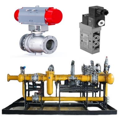 Deslizamento de comutação de válvula equipado com válvula Samson modelo 44-11 válvula solenoide modelo 3962, e um interruptor de limite modelo 4747