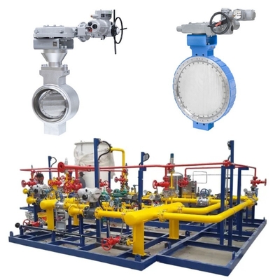 Controle de pressão / fluxo Skid Samson LTR 43 Válvulas borboleta e Auma atuadores elétricos e caixas de dentes