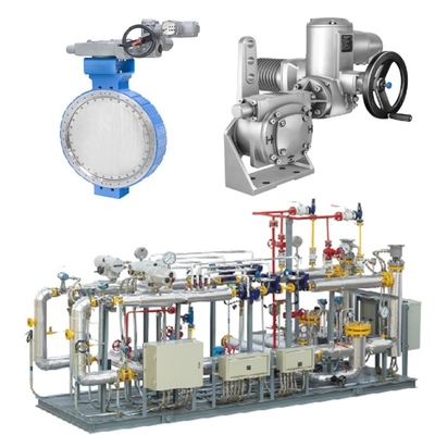 Controle de pressão / fluxo Skid Samson LTR 43 Válvulas borboleta e Auma atuadores elétricos e caixas de dentes