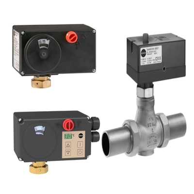 A válvula elétrica Samson 3222, juntamente com os atuadores elétricos Samson 5857, 5757, 5724 e 5725, formam um conjunto completo.