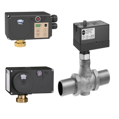 A válvula elétrica Samson 3222, juntamente com os atuadores elétricos Samson 5857, 5757, 5724 e 5725, formam um conjunto completo.