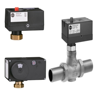 A válvula elétrica Samson 3222, juntamente com os atuadores elétricos Samson 5857, 5757, 5724 e 5725, formam um conjunto completo.