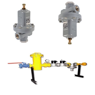 Deslizamento de válvula de gás natural equipado com regulador de pressão da série Emerson Fisher MR95/MR95L/MR95H e manômetro WIKA