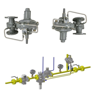 Regulador de pressão/controle de fluxo Skid Emerson Fisher 299H/299HV/299HR/299HVR e conjunto de manômetros Wicka