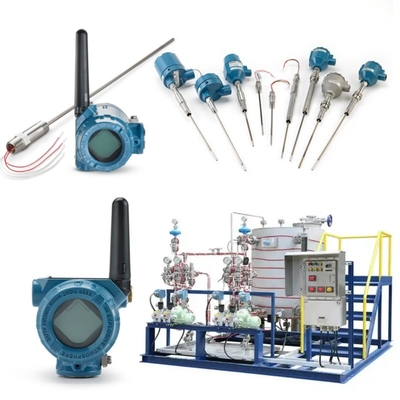 Skid montado com sensor de temperatura Rosemount 214C e EMERSON 148 248 644 648 Transmissor 114C Thermowell