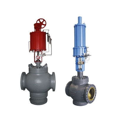 Válvula de controle de três vias com pressão balanceada, válvula de controle tipo gaiola Samson 3730, posicionador eletropneumático HART