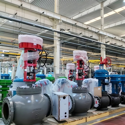 Válvula de controle de três vias com pressão balanceada, válvula de controle tipo gaiola Samson 3730, posicionador eletropneumático HART