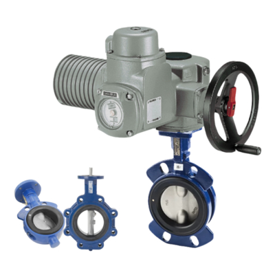 Válvula borboleta pneumática flangeada DN25-DN300 Nova série Keystone F990 e atuador elétrico AUMA