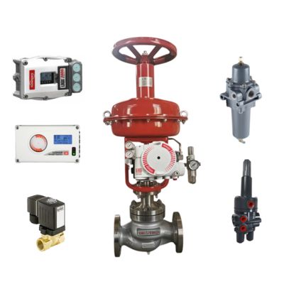 Válvula de Controle Pneumático e Estoque Novo Fisher 377 e Posicionador FLOWSERVE 520MD 3800MD 3200MD e Válvula Burkert