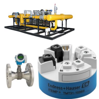 Estação de descompressão e resfriamento equipada com um medidor de vazão vortex Endress+Hauser Proline Prowirl R 200 e um transmissor de temperatura ITEMP TMT31