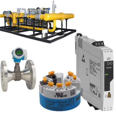 Medidor de vazão vortex Endress+Hauser Proline Prowirl O 200 e transmissor de temperatura ITEMP TMT82 HART 7 com conjunto de válvula de controle de vazão