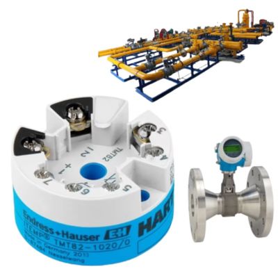 Medidor de vazão vortex Endress+Hauser Proline Prowirl O 200 e transmissor de temperatura ITEMP TMT82 HART 7 com conjunto de válvula de controle de vazão