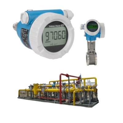 Estação de redução de pressão e temperatura equipada com um medidor de vazão vortex Endress+Hauser Proline Prowirl D200 e um transmissor de pressão Cerabar PMC51B