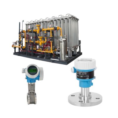 Estação de redução de pressão e temperatura equipada com um medidor de vazão vortex Endress+Hauser Proline Prowirl D200 e um transmissor de pressão Cerabar PMC51B