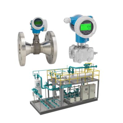 Estação de redução de pressão e temperatura equipada com um medidor de vazão vortex Endress+Hauser Deltabar Proline Prowirl R200 e um transmissor de pressão PMD75B.