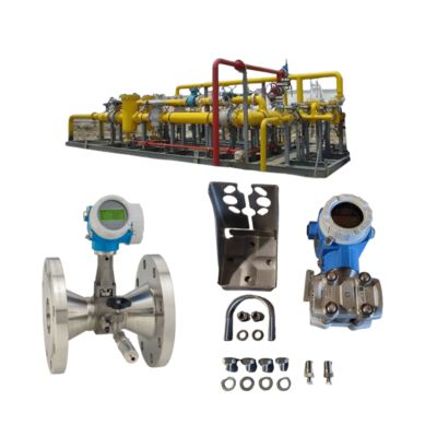 Estação de redução de pressão e temperatura equipada com um medidor de vazão vortex Endress+Hauser Deltabar Proline Prowirl R200 e um transmissor de pressão PMD75B.