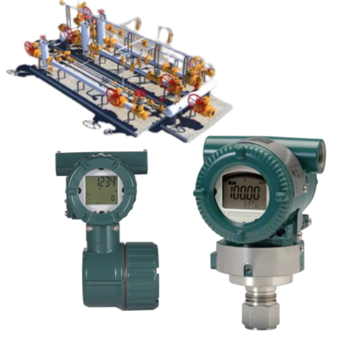 Sistema de deslizamento da válvula, equipado com medidores de caudal de vórtice da série Yokogawa VY e transmissores de pressão Eja210e, Eja430e, Eja438e e Eja530e