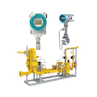 Transmissor de pressão Siemens SITRANS P320 7MF0300, medidor de vazão vortex SITRANS FX330 e manifold de válvula de controle de vazão
