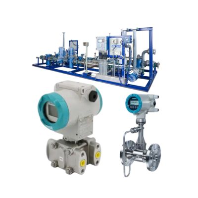 Transmissor de pressão Siemens SITRANS 7MF4433-1DA02-2AB6-Z, medidor de vazão vortex SITRANS FX330 e dispositivo de comutação de válvulas