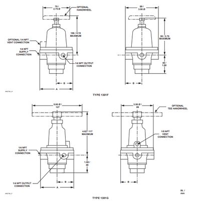 Brand New Industrial Control Valve Emerson Fisher 1301F-1 1301F-3 1301G Direct Operated Pressure Regulator Stock