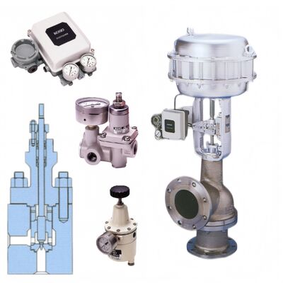 KOSO 521F 522F válvulas globulares de mistura de desvio de 3 vias 500A 520A válvulas de ângulo único sentado guiadas para cima