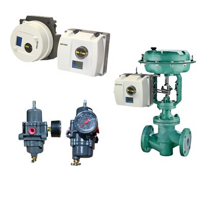 Controlador de Válvula Digital Neles ND7000 com Comunicação HART, Proteção IP66 e Regulador de Filtro Fisher 67CFR Alimentado por Loop