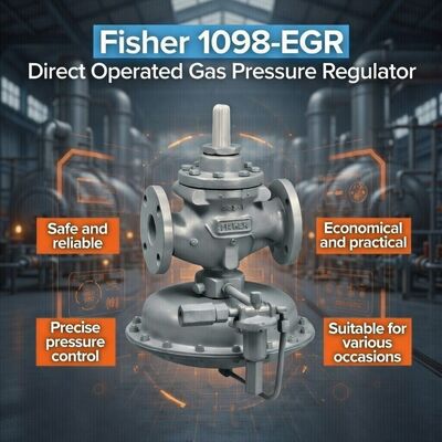 Regulador de Pressão de Gás Pilotado Fisher 1098-EGR com Alta Capacidade de Vazão e Pressão de Saída Ajustável