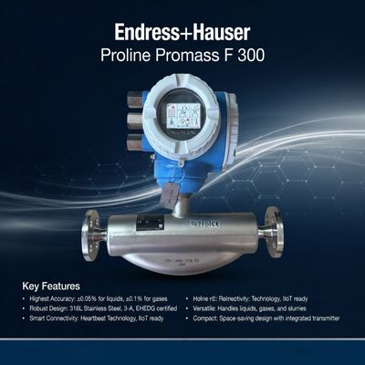 Medição de fluxos industriais E+H Endress Hauser Promass F300 Mass Coriolis Flow Meter