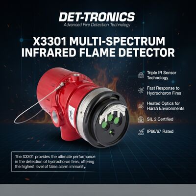 Detector de Chama para Planta de GNL Detector de Chama IR Multiespectral DET-TRONICS X3301 Sensor de Detecção de Incêndio Preço