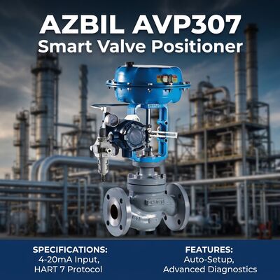 Azbil AVP300 Smart Valve Positioner com comunicação HART6 4-20 mA DC Input Signal e precisão ± 1,0% F.S. para válvulas de controlo pneumáticas