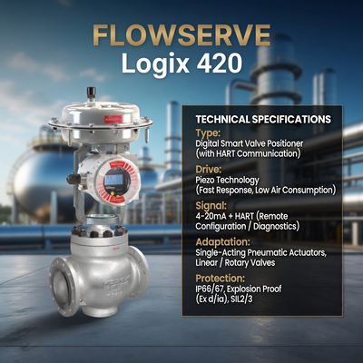 Stock Digital Valve Positioners Flowserve Logix 420 Smart Valve Controller Customized Pneumatic Control Valve