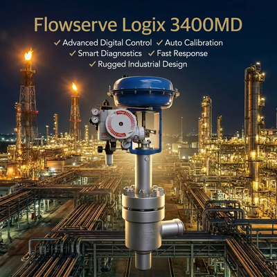 Flowserve Logix 3400MD Smart Valve Positioner com proteção IP66 e precisão de ±0,5%