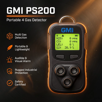 GMI PS200 PS500 Detector Multi Gás Portátil 4 Monitor de Gás Instrumento de Detecção de Gás de Segurança Pessoal