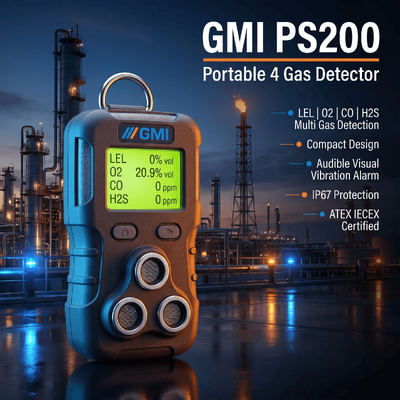 GMI PS200 PS500 Monitor de gás pessoal portátil 4 Sensor de gás Detecção de segurança de óleo de gás Detector de gás