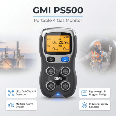 GMI PS200 PS500 Detector de gases portátil H2S CO O2 Monitor de gases combustíveis Detector de gases de segurança industrial