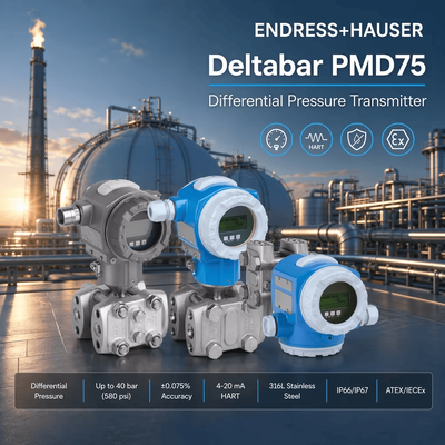 Endress+Hauser Deltabar PMD75 HART 4-20mA Sensor de pressão Instrumento de processo Transmissor de pressão diferencial E+H
