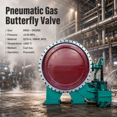 Válvula Borboleta Pneumática a Gás OEM da China para Gás Metalúrgico, Forno de Coque e Uso Industrial