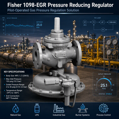 Regulador de Gás Natural Fi-sher 1098-EGR Pilotado Válvula de Controle de Pressão Regulador Industrial de Pressão de Gás