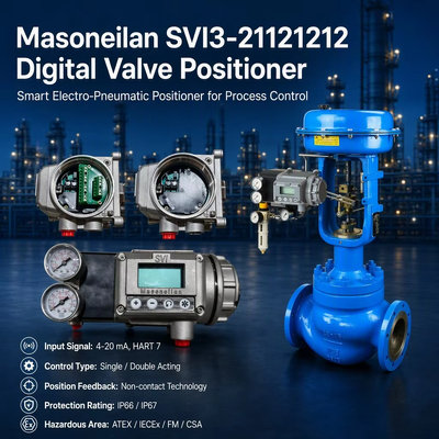 Masoneilan SVI3-21121212 Diagnóstico avançado IP66 Display LCD de ação única 4-20 mA HART 7 Valve Positioner
