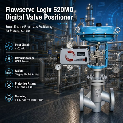 Posicionador de Válvula Digital HART 4-20mA Flowserve Logix 520md 520MD+47-W1D201-GM3-0000 Atuador Pneumático Válvula de Controle