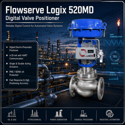 Flowserve Logix 520md 520MD+47-W1D201-GM3-0000 Digital HART 4-20mA Valve Positioner Pneumatic Actuator Control Valve