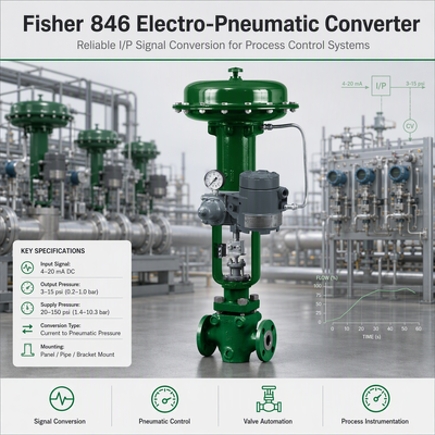 Transdutor Eletropneumático de Pressão de Corrente 4-20mA com Feedback Eletrônico Fisher 846