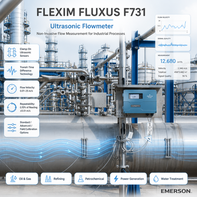FLEXIM FLUXUS F731 Fluxímetro ultra-sônico de alta precisão não invasivo com operação de dois canais