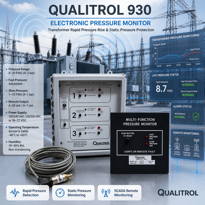 Dispositivo de Monitoramento de Pressão de Transformador Qualitrol 930 Monitor de Pressão Multi Sensor Alarme de Pressão Monitor de Desarme