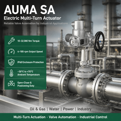 Atuador de Válvula Elétrico Multi-Volta AUMA SA Atuador de Válvula Motorizado Automação Industrial de Válvulas Atuador de Válvula Gaveta