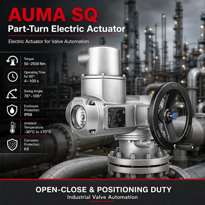 Atuador Rotativo Elétrico AUMA SQ Atuador de Válvula de Meia Volta Automação de Válvula Esfera Atuador Elétrico Industrial